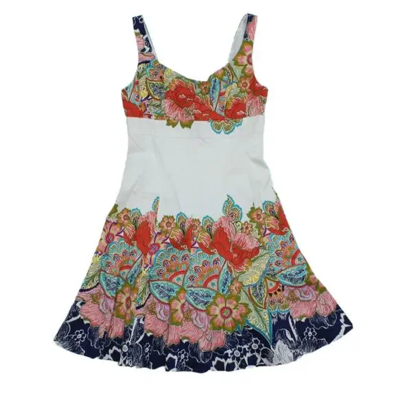 Nine West Floral Sleeveless A Line Dress Size 4 Multicolored - Picture 8 of 11